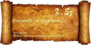 Kecskés Szabina névjegykártya